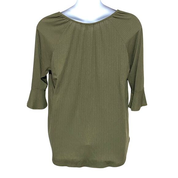 Fred David Womens Plus 2X Tie Neck Bell Sleeves Flowy Hippie Retro Casual Boho - Picture 2 of 8